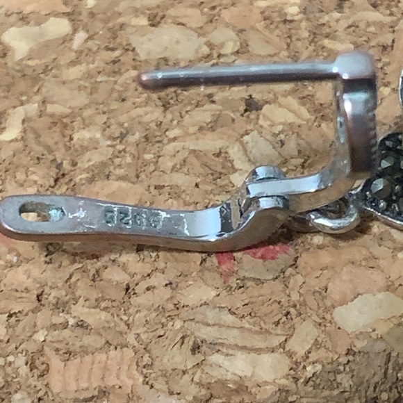 Genuine Pearl Marcasite Sterling Silver 925 Earrings - Picture 3 of 5